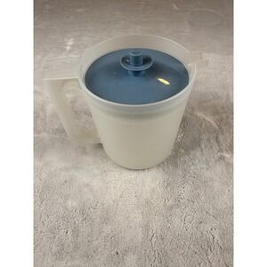 Tupperware Pitcher Jug with Lid Translucent‎ White Blue Vintage Kitchenware